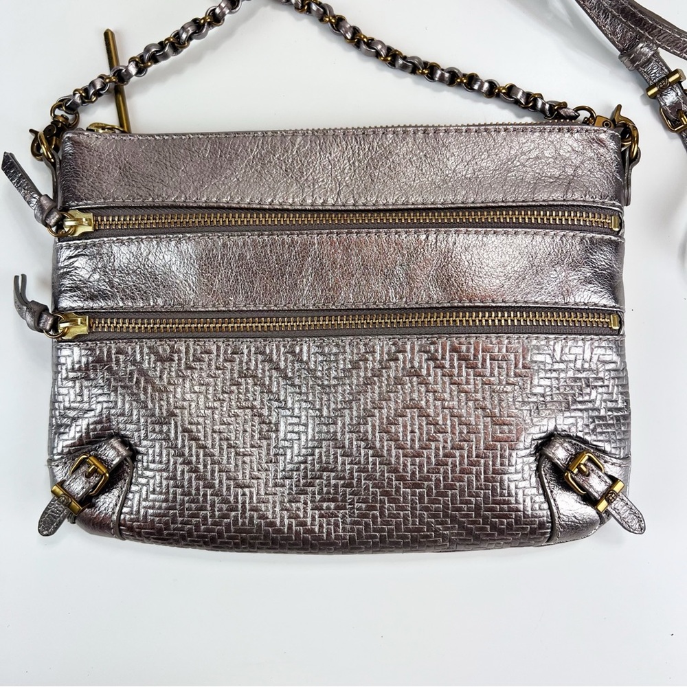 Elliott Lucca Pyrite Mari Leather Crossbody Bag Metallic - Picture 2 of 8